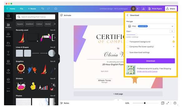 Private Class Create Sertificate from Canva
